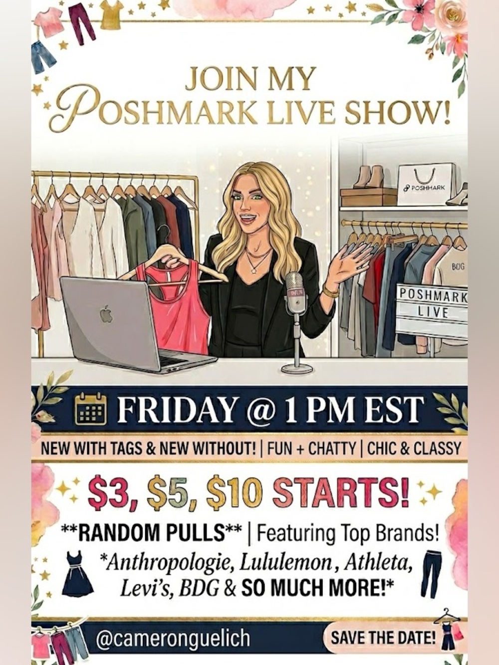Live show, Friday @ 1pm! 3$, 5$, 10$ starts